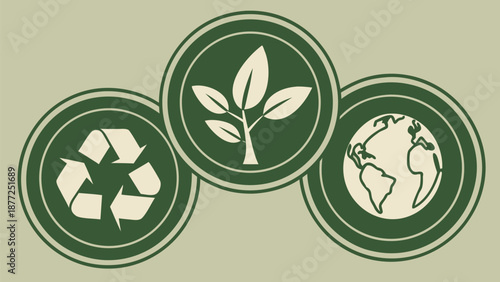 Eco friendly symbols for recycling, growth, and global sustainability