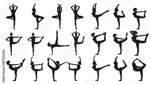 Collection of diverse yoga poses for wellness and flexibility