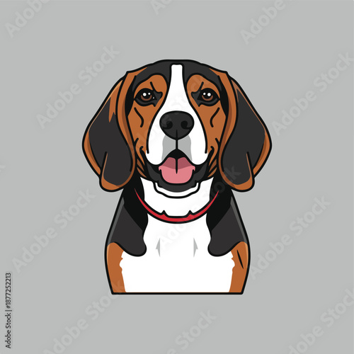 Happy Dog Headshot Illustration