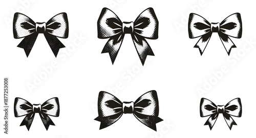 bow, ribbon, knot, bowtie, black, white, monochrome, minimal, elegant, classic, fashion, accessory, decor, decoration, gift, present, wrapping, party, wedding, birthday, celebration, holiday, vector, 
