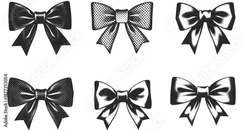 bow, ribbon, knot, bowtie, black, white, monochrome, minimal, elegant, classic, fashion, accessory, decor, decoration, gift, present, wrapping, party, wedding, birthday, celebration, holiday, vector, 