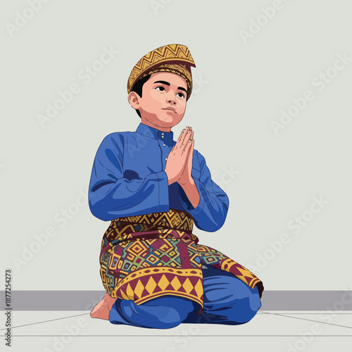 Boy in Traditional Greeting