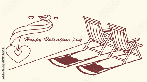 Romantic beach chairs for Valentine's Day celebration