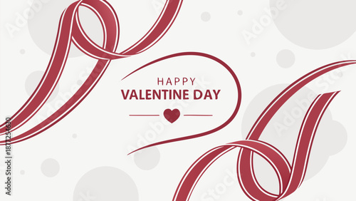 Happy Valentine's Day celebration with elegant red ribbons and heart