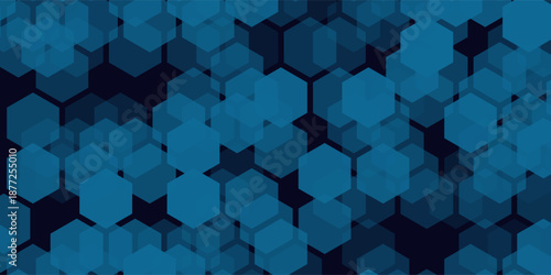 Abstract blue gradient hexagon background. Vector illustration for text. Social media covers, headers, and web banners.