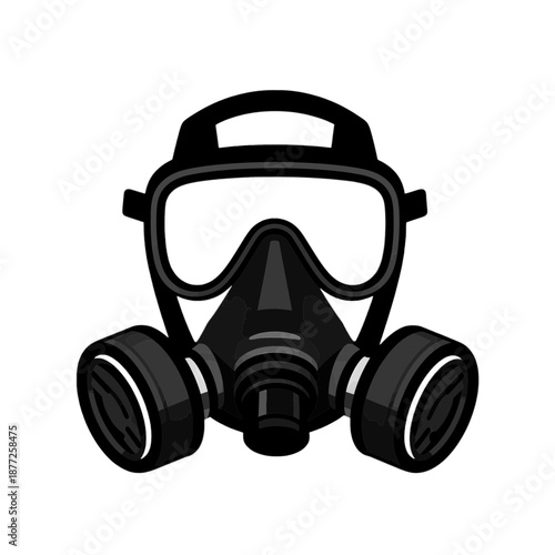 Black Gas Mask Vector Icon.