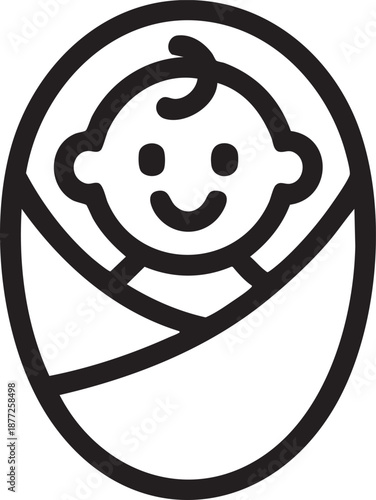 Minimal Newborn Baby Swaddled Icon Outline Symbol For Infant Care Maternity And Parenting Design