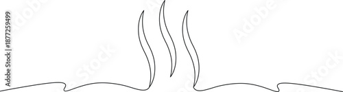 Steaming cup graphic illustration with rising vapor lines on white background