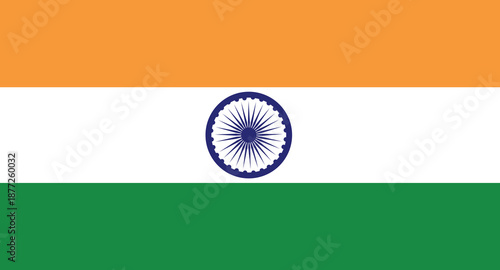 India National Flag Flat Illustration Tricolor Ashoka Chakra Symbol