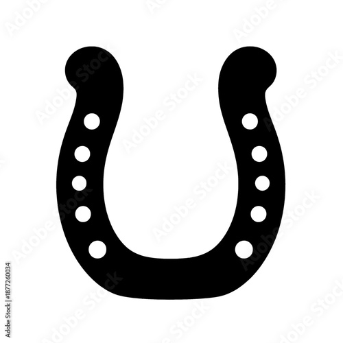 Horseshoe Line Icon with Decorative Holes.