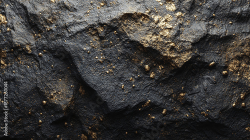 A close-up view of gold ore, showcasing its natural texture and valuable mineral deposits. The image highlights the rough surface and inherent beauty of the precious material