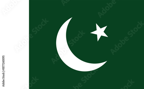 Official National Flag of Pakistan Green Crescent Star Icon