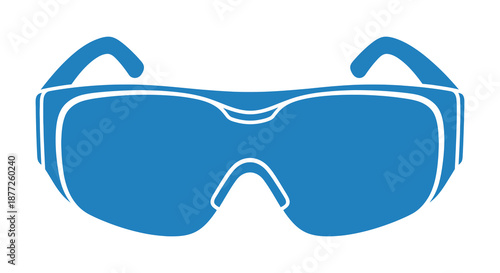 A striking blue graphic of protective eyewear modern design and minimalist style silhouette