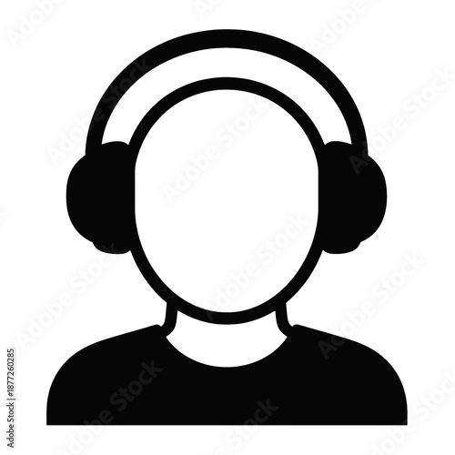 Line icon of a person wearing headphones.
