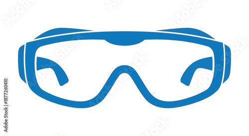 A striking blue image of protective eyewear clearly depicting goggles in a dark silhouette