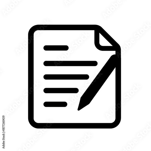 Line icon of document with pen for editing.