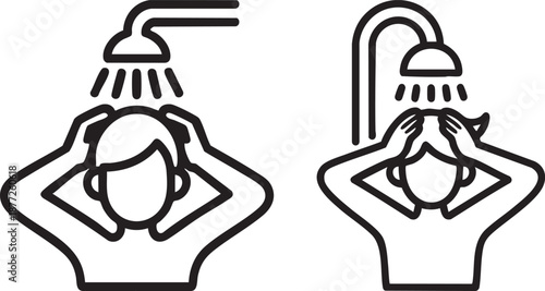 Shower And Bath Hygiene Icon Set Outline Style Personal Care Washing Routine Vector Symbol