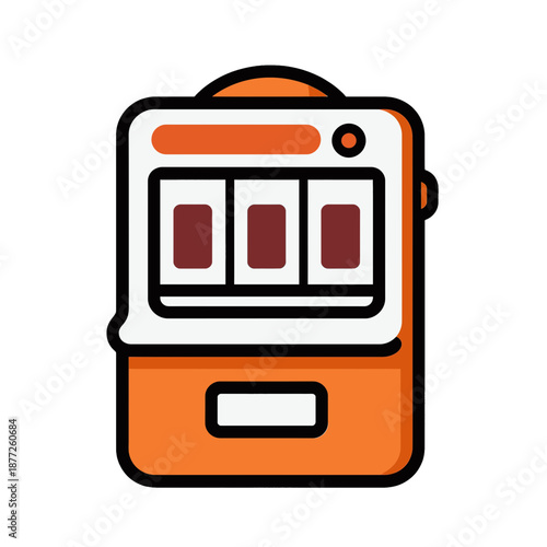 Orange Slot Machine App Icon with Three Reels.