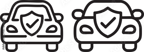 Car Protection Insurance Icon Outline Style Vehicle Safety Security Shield Vector Symbol