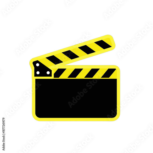 Yellow Clapperboard Vector Icon.