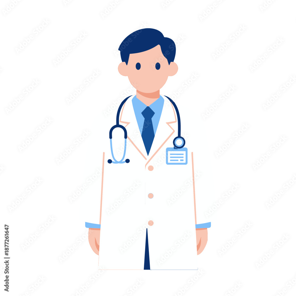 Fototapeta premium Young Male Doctor Icon in Flat Design.