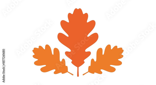 A vibrant orange oak leaf design beautifully isolated on a white background silhouette