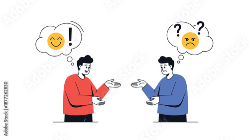 Two men engage in a heated discussion illustrating the common challenges of miscommunication and differing perspectives in interpersonal relationships.