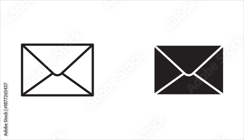 Mail envelope icon set collection. Newsletter web button. Email letter cover outline vector symbol. White background. Email message send line sign. Communication, Messaging, Social