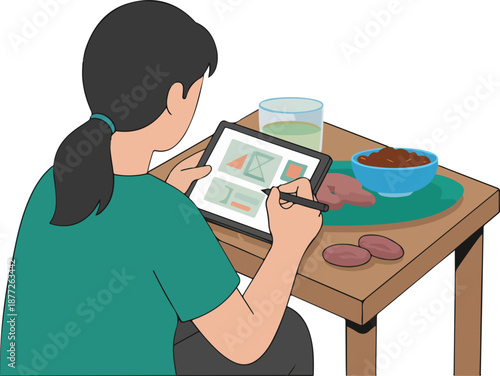 Woman Drawing On Tablet