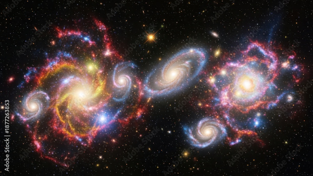 Fototapeta premium Cosmic Dance: Interacting Galaxies in Deep Space