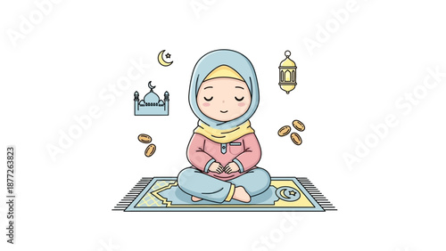 muslim girl praying on ramadan