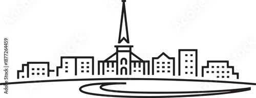 Helsinki finland skyline silhouette line art with cathedral and scandinavian urban architecture