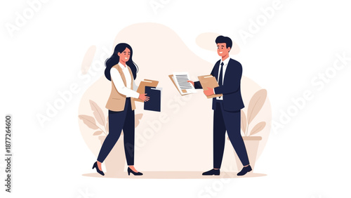 Business team sharing documents, collaboration and teamwork concept