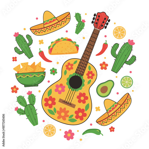Vibrant Mexican Fiesta Celebration Elements