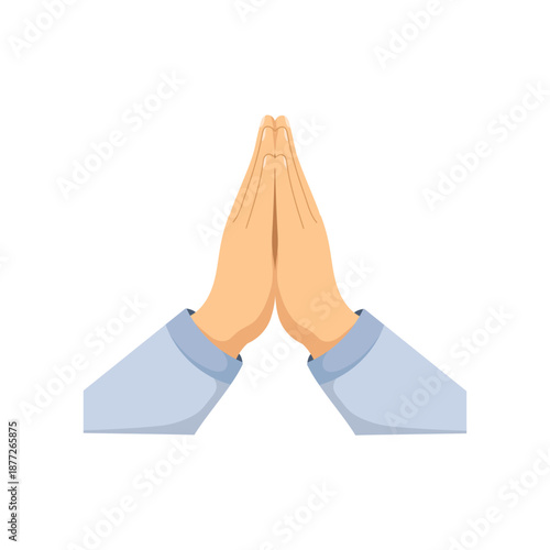 Praying Hands Flat Vector Illustration for Religious, Spiritual, and Gratitude Concept Design
