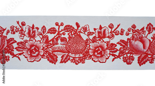 A Chinese Paper Cut Decoration Illustrates Symbolic Cultural Heritage Ornament Isolated on White PNG