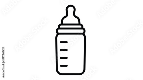 Simple black line icon representing a baby feeding bottle for infants