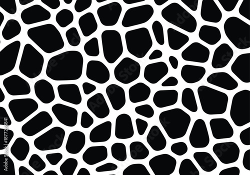 Abstract giraffe skin pattern square vector background black and white animal print texture for fashion design