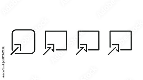 Set of four minimalist outline icons representing screen zoom in functionality