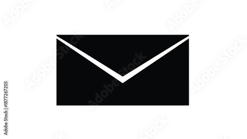 Black and white minimalist icon representing a sealed communication envelope