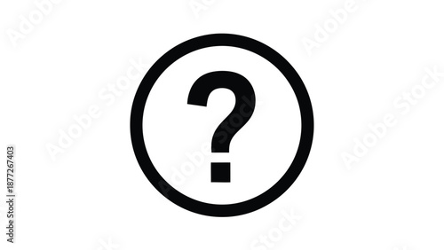 Simple black question mark icon inside a thick circle outline