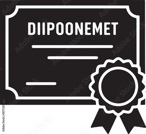 Certificate document with seal ribbon and text lines recognizing achievement or qualification for award