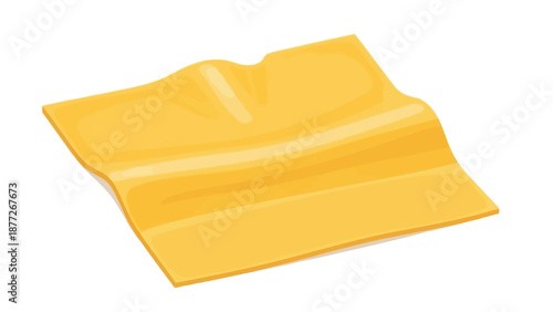 Single slice of processed yellow cheese food item isolated illustration