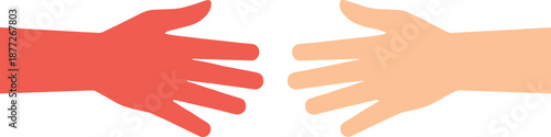 Two human hands reaching toward each other vector illustration connection help support and unity concept design
