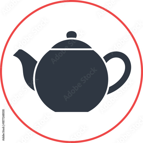 Teapot icon vector illustration simple tea kettle symbol inside circle for cafe kitchen and beverage design