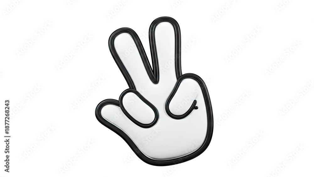 Obraz premium 3D Peace Sign Hand Gesture Icon