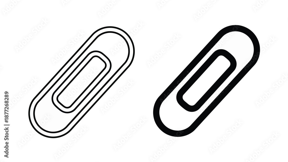 Obraz premium Two styles of office paperclip icons shown side by side comparison
