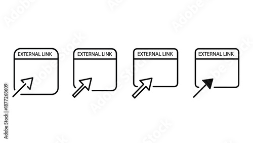 Collection of external link icons indicating navigation to another website destination