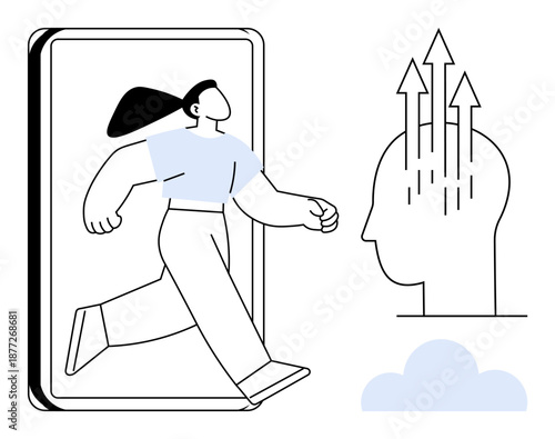 Personal growth concept. Personal growth enhanced by digital innovation and technology. Personal growth ed through progress, learning, and modern tools. For education, innovation, self-improvement