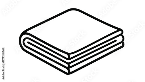 Simple isometric line icon of a neatly folded cloth or blanket stack